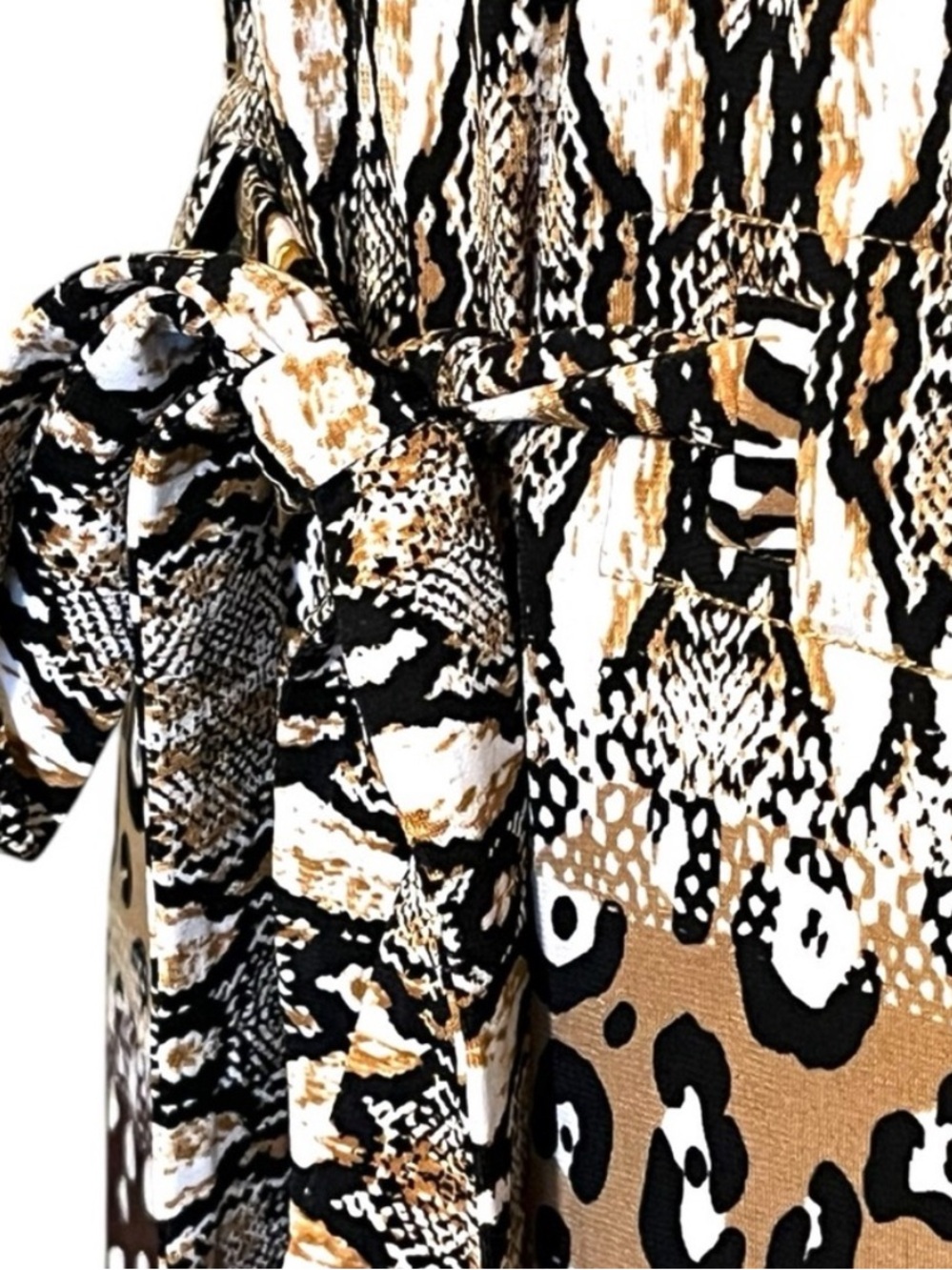 Rafaella Mixed Animal Print Maxi Smocked Waist Belt Tall L - Picture 6 of 15